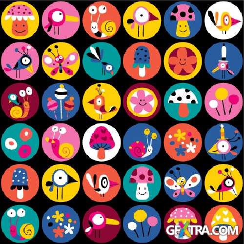 Fun Cartoon Seamless Patterns for Kids 50xEPS