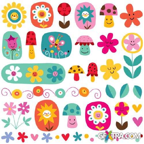 Fun Cartoon Seamless Patterns for Kids 50xEPS