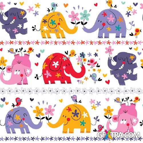 Fun Cartoon Seamless Patterns for Kids 50xEPS