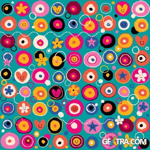 Fun Cartoon Seamless Patterns for Kids 50xEPS