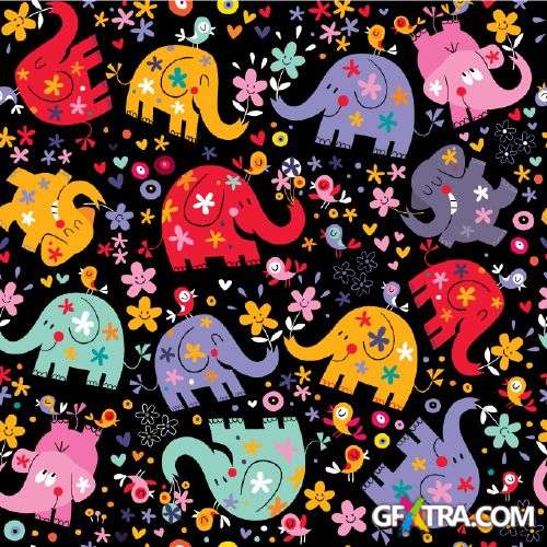 Fun Cartoon Seamless Patterns for Kids 50xEPS