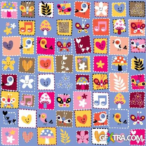 Fun Cartoon Seamless Patterns for Kids 50xEPS