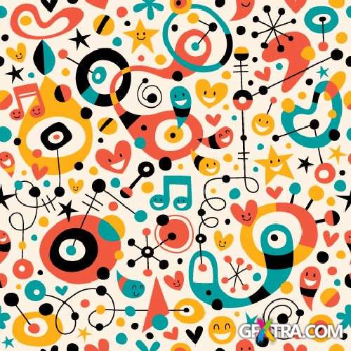Fun Cartoon Seamless Patterns for Kids 50xEPS