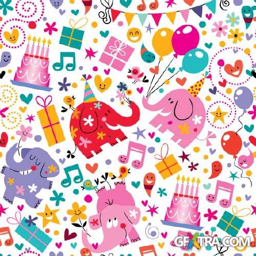 Fun Cartoon Seamless Patterns for Kids 50xEPS