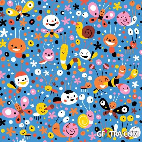 Fun Cartoon Seamless Patterns for Kids 50xEPS