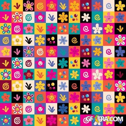 Fun Cartoon Seamless Patterns for Kids 50xEPS