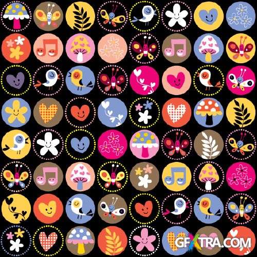 Fun Cartoon Seamless Patterns for Kids 50xEPS