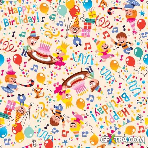 Fun Cartoon Seamless Patterns for Kids 50xEPS
