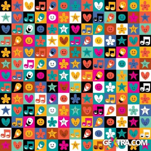 Fun Cartoon Seamless Patterns for Kids 50xEPS