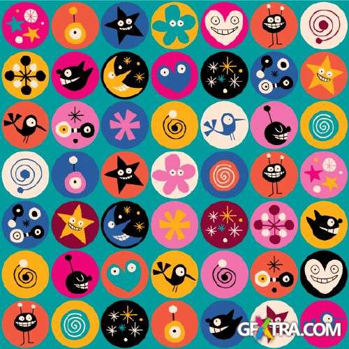 Fun Cartoon Seamless Patterns for Kids 50xEPS
