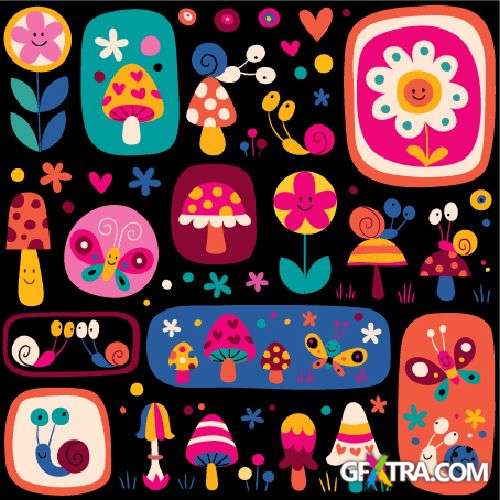 Fun Cartoon Seamless Patterns for Kids 50xEPS