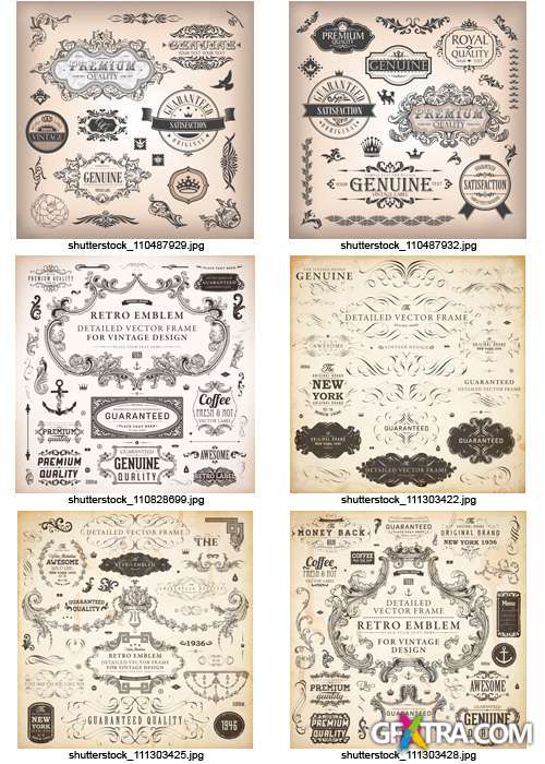 Amazing SS - Floral Ornaments &amp; Vintage Labels 6, 25xEPS
