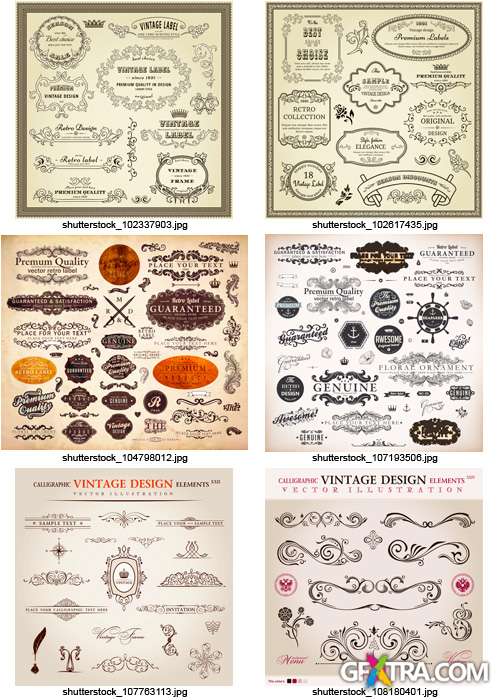 Amazing SS - Floral Ornaments &amp; Vintage Labels 6, 25xEPS