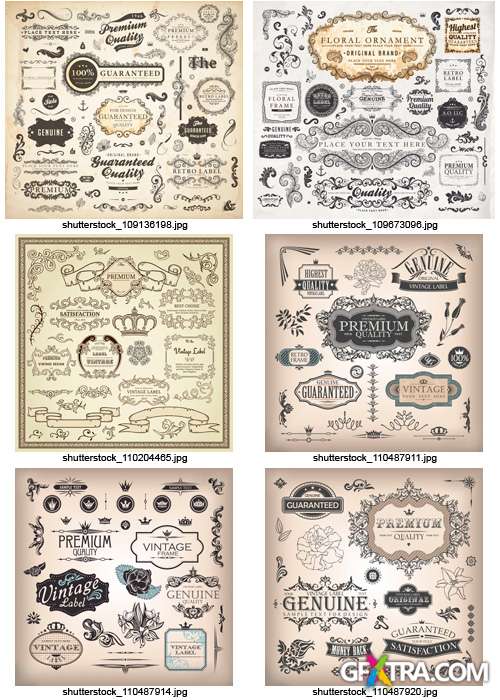 Amazing SS - Floral Ornaments &amp; Vintage Labels 6, 25xEPS