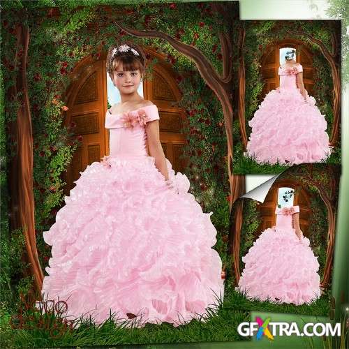 Template for a girl in a pink dress is - Mistress of the forest home