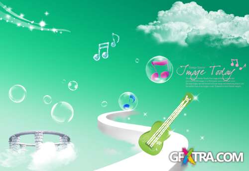 Music PSD Source - Stylish Romantic Musical Elements - Melody Guitars For Creative Design 2012