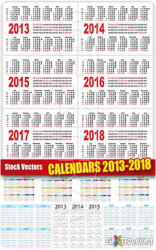 Calendars 2013-2018 - Stock Vectors