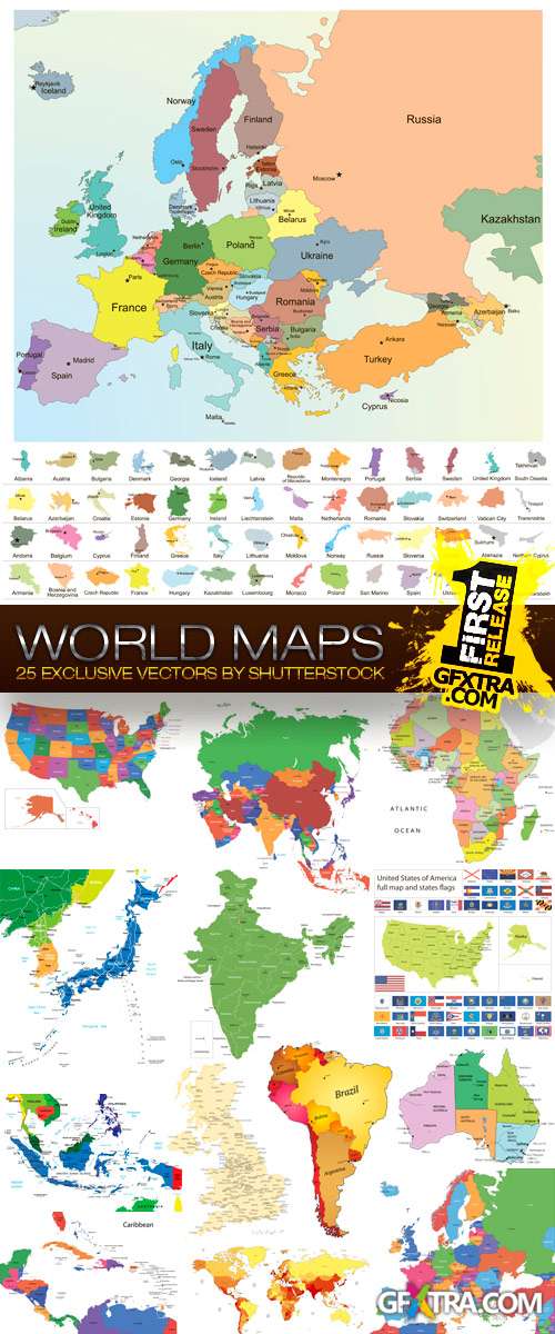 Amazing SS - World Maps, 25xEPS
