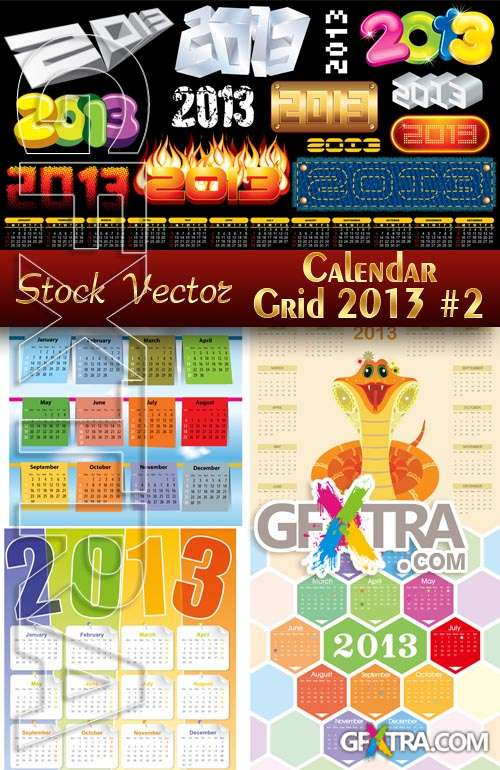Calendar grid 2013 #2 - Stock Vector