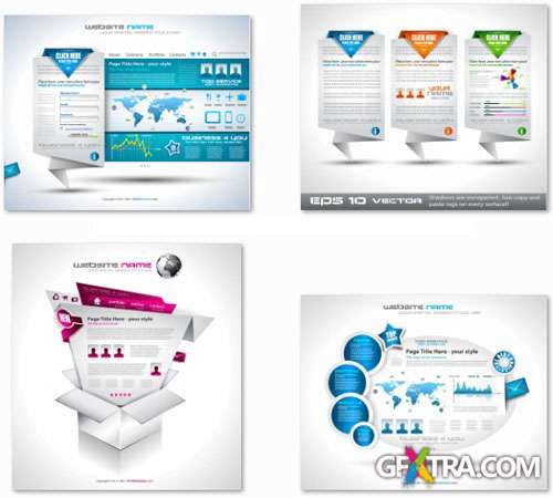 Origami Website Templates - 25 EPS Vector Stock