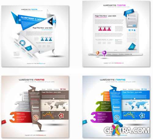Origami Website Templates - 25 EPS Vector Stock