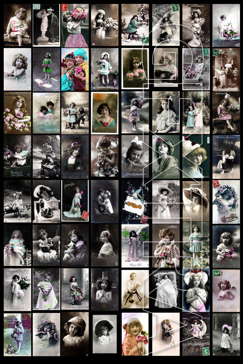 Old Time 1900-1920, Vintage Big Collage of Children Postcards Old Time 1900-1920, Vintage Big Collage of Children Postcards