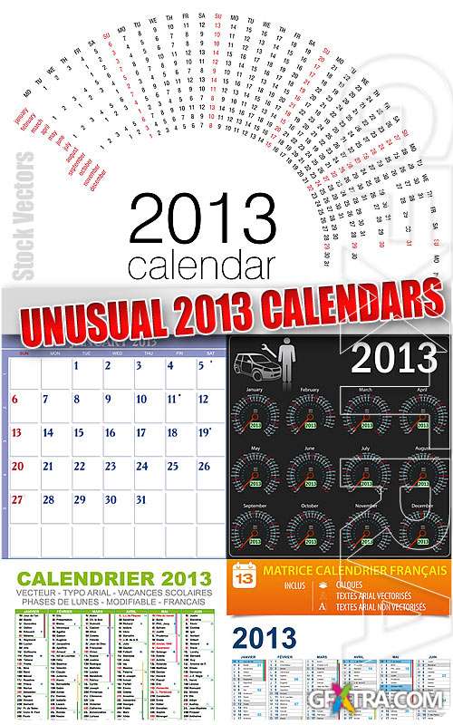 Unusual 2013 Calendars - Stock Vectors