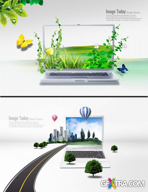 Sources - Green Nature in Laptop