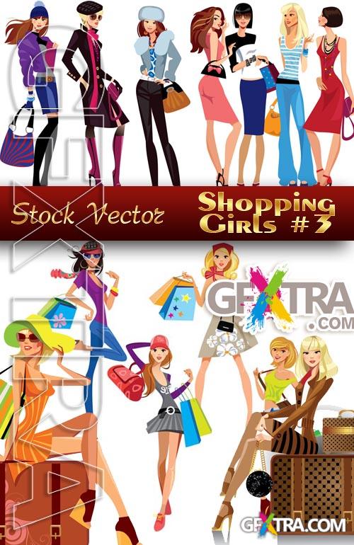 Shopping Girls #3 - Stock Vector