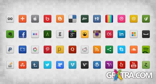 Social Icon Set in PSD and PNG