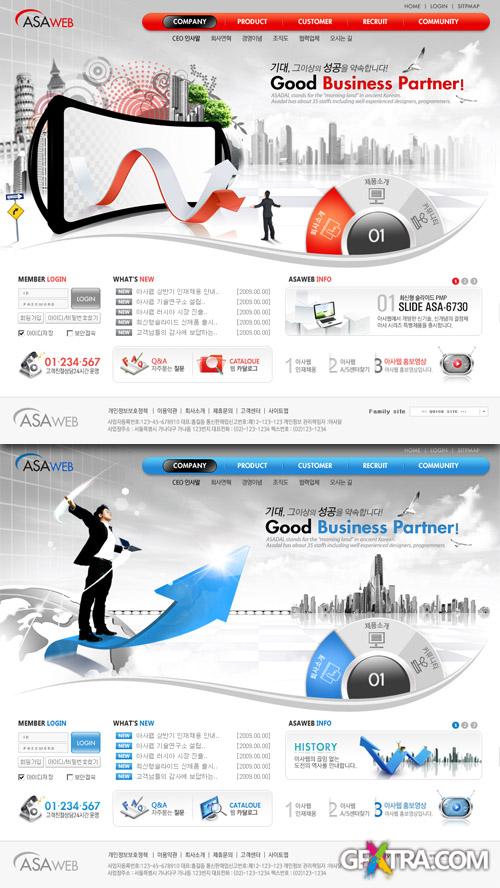 PSD Templates - Good business partner - Red And Blue Color Style