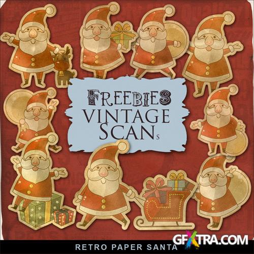 Scrap-kit - Retro Style Paper Santa - Christmas And New Year 2013 PNG Images Cliparts