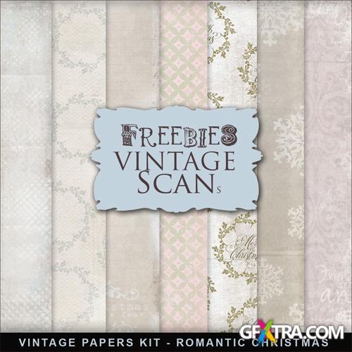 Textures - Vintage Style XMAS Papers 2 - Romantic Pink/Green/White Colored Style