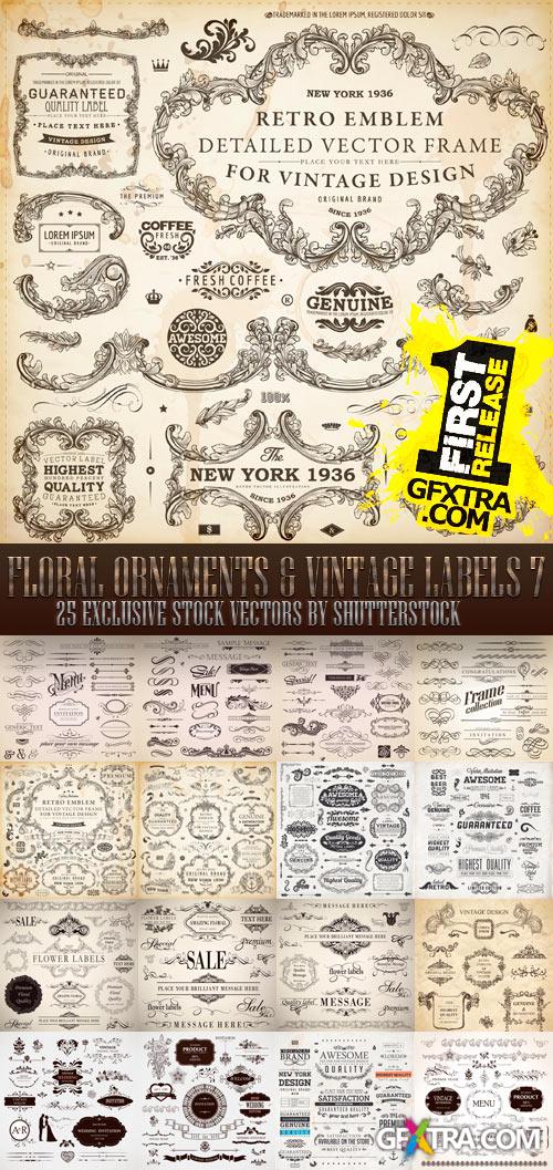 Floral Ornaments & Vintage Labels 7, 25xEPS