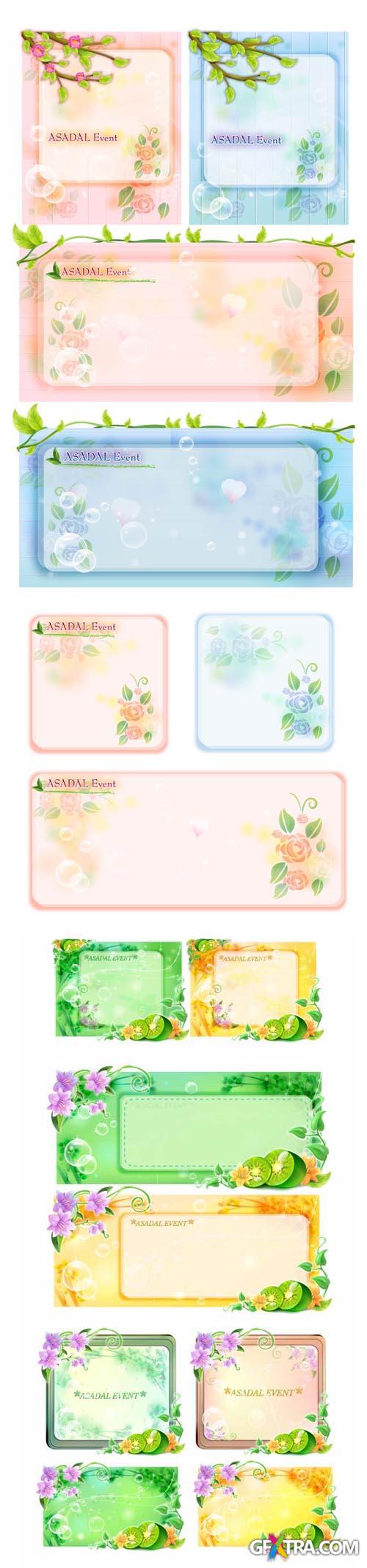 Sunny Vector Banners with Flowers