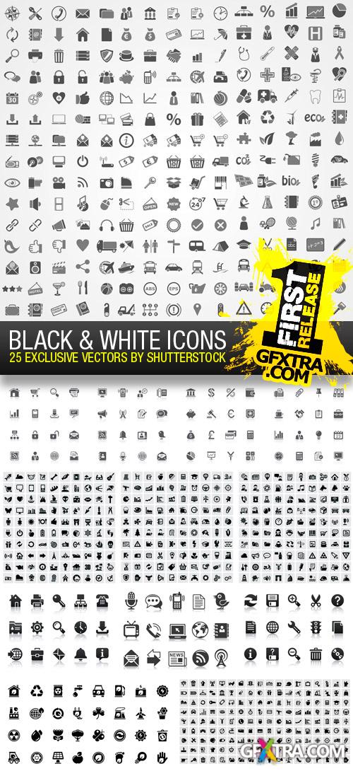 Amazing SS - Black &amp; White Icons, 25xEPS