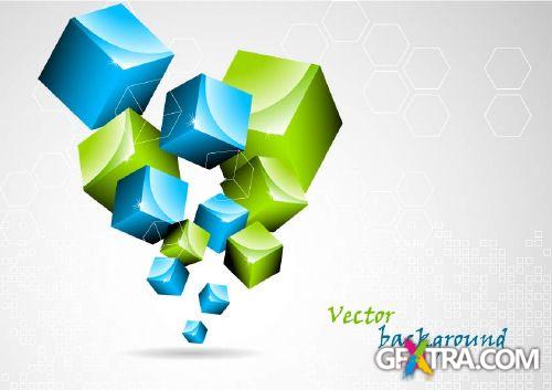 Squares & Cubes Vector Backgrounds 25xEPS