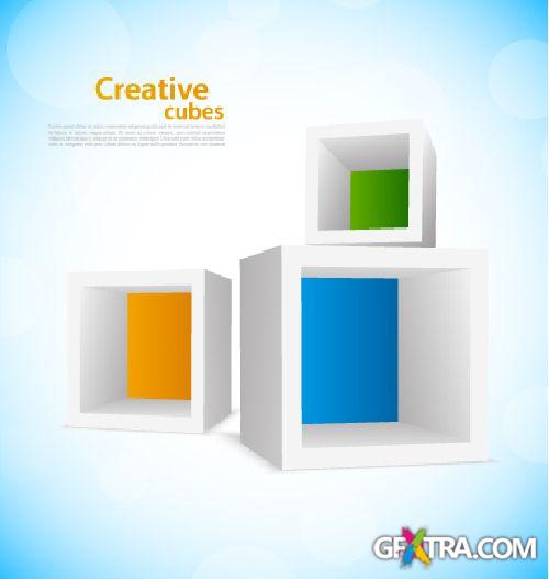 Squares & Cubes Vector Backgrounds 25xEPS