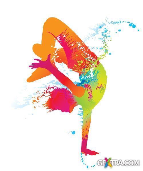 Amazing Color Splashed Sport & Dance Vectors 25xEPS