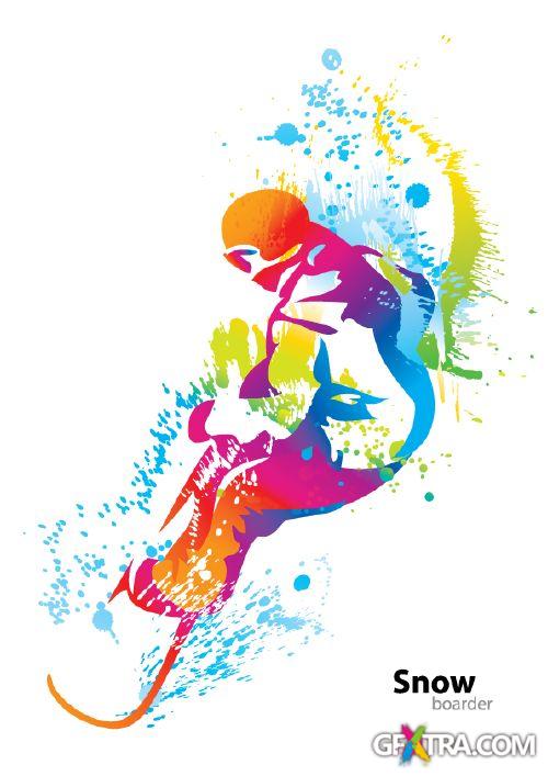 Amazing Color Splashed Sport & Dance Vectors 25xEPS