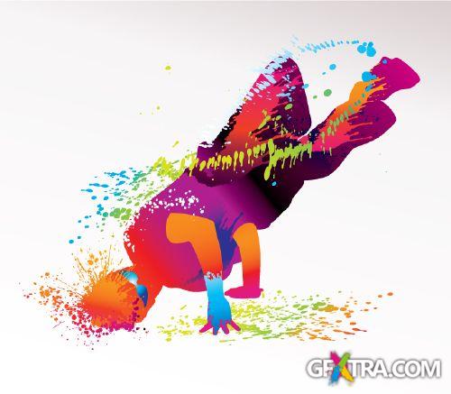 Amazing Color Splashed Sport & Dance Vectors 25xEPS