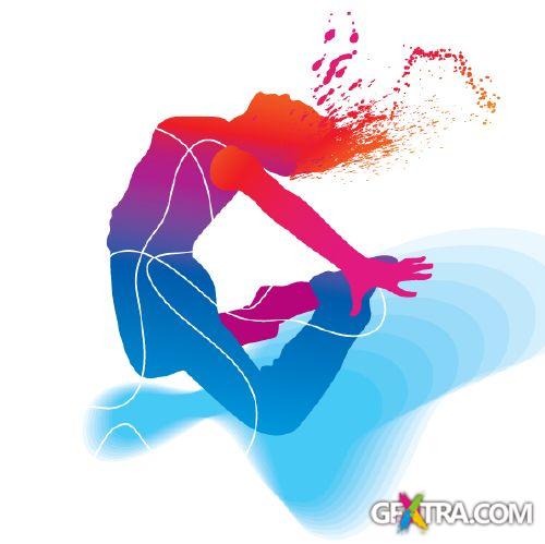 Amazing Color Splashed Sport & Dance Vectors 25xEPS