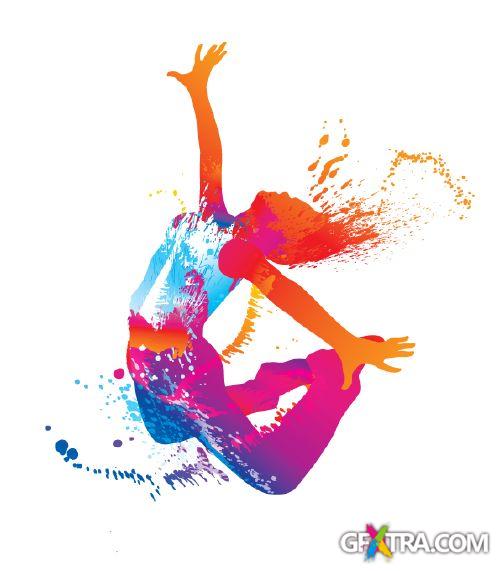Amazing Color Splashed Sport & Dance Vectors 25xEPS