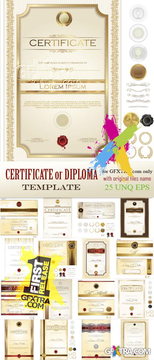 Certificate or diploma template, 25xEPS Certificate or diploma template, 25xEPS