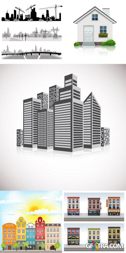 City, Houses and Constructions Vector Set #2
