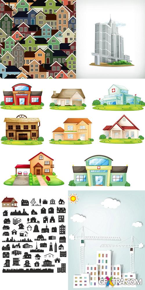 City, Houses and Constructions Vector Set #3
