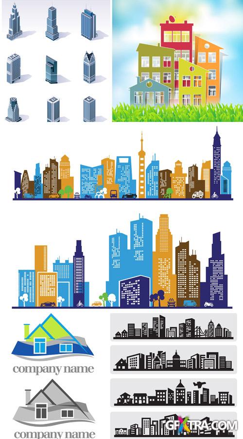 City, Houses and Constructions Vector Set #4