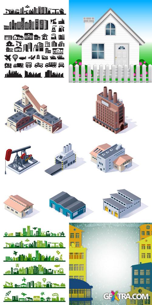 City, Houses and Constructions Vector Set #5
