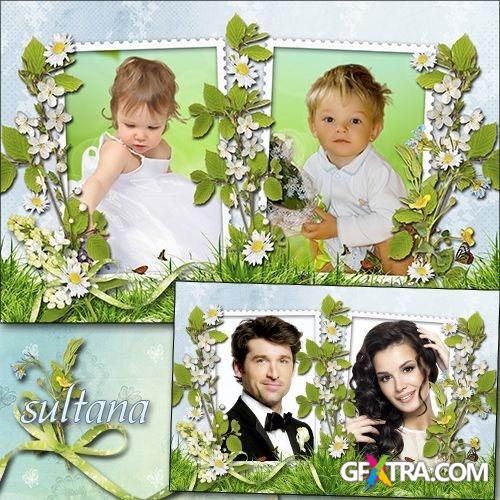 Frames for photos with spring flowers on two cuts - Beautiful Spring