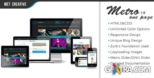 ThemeForest - Metro One Page | Responsive, Select Your Color - FULL
